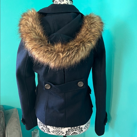 dELIA’S Wool Coat with Faux Fur hood - Picture 3 of 13